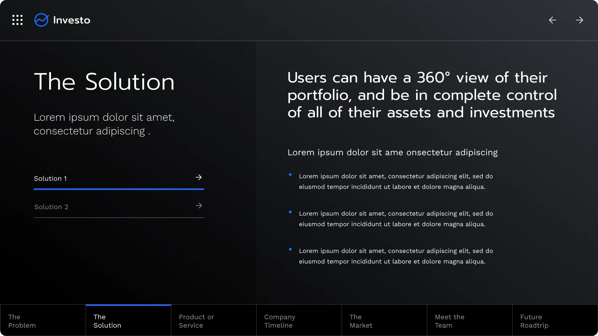 Modello di pitch deck per il settore fintech di Figma.