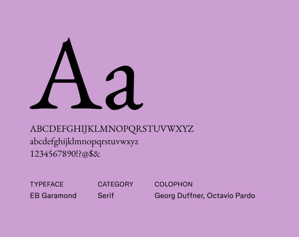 EB Garamond resume font example.