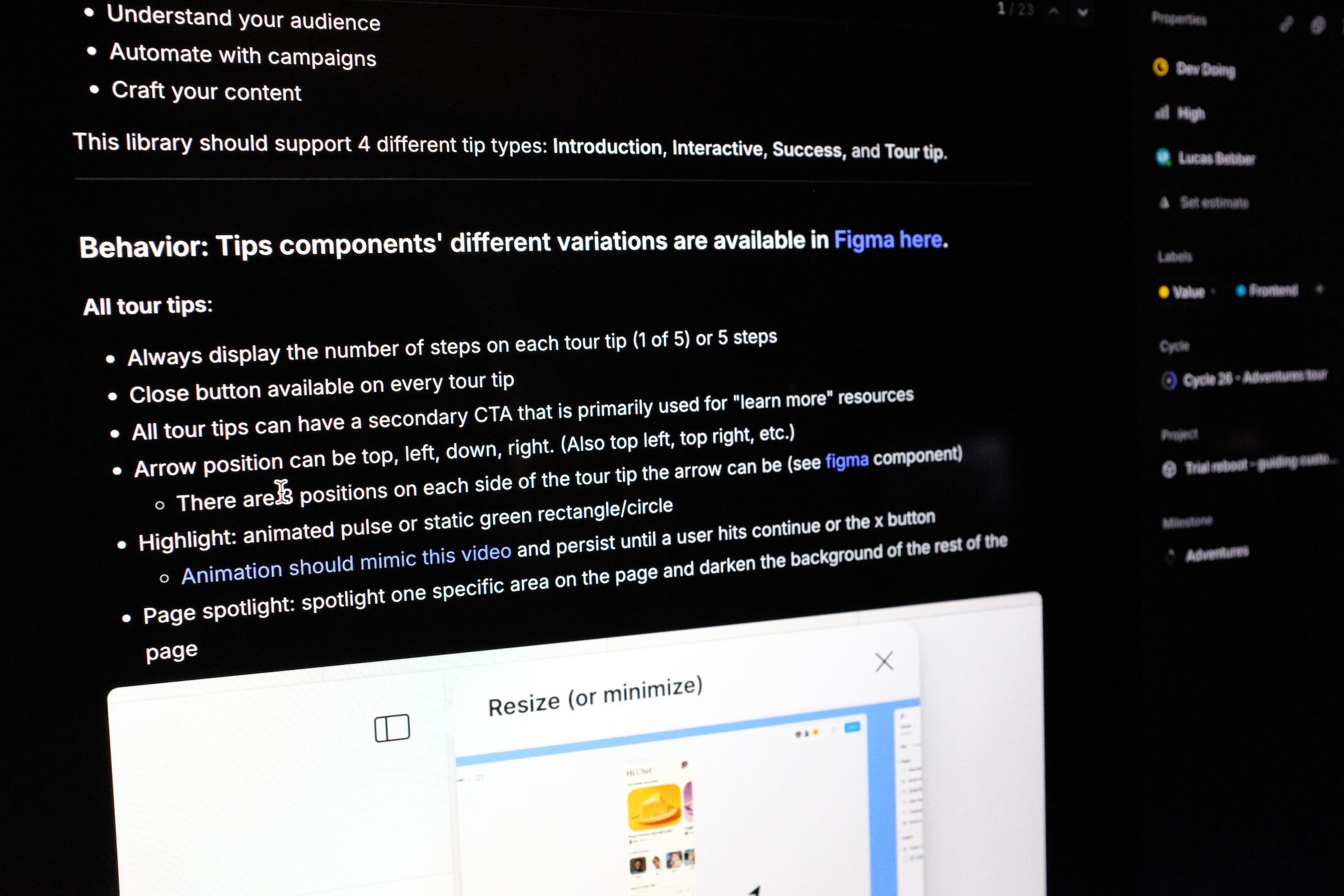 customer.io ticket example with screenshots and descriptive text