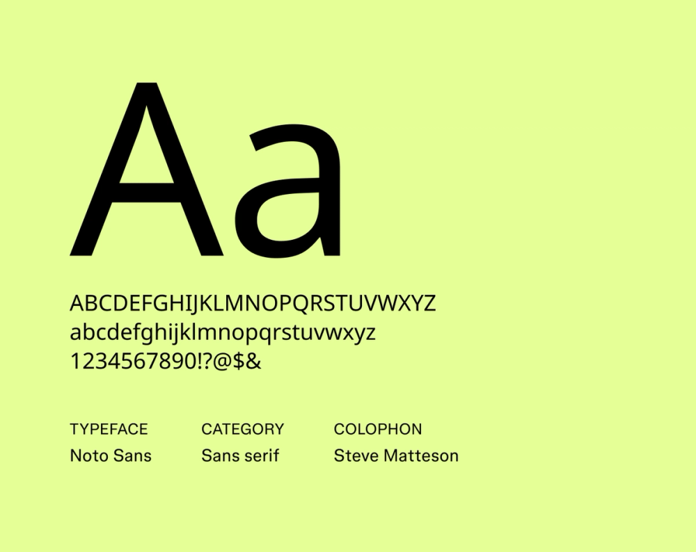 Noto Sans resume font example.