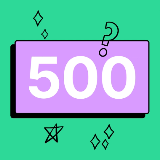 purple rectangle with the number 500