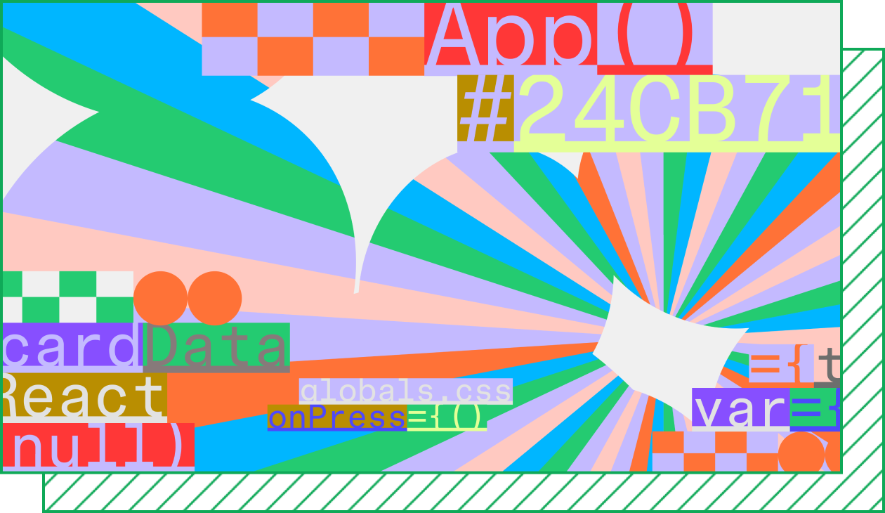  An abstract graphic with bars of color radiating outward 