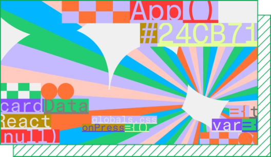 An abstract graphic with bars of color radiating outward