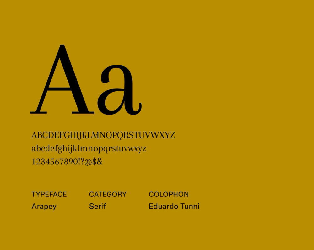 Example text showing Arapey font.