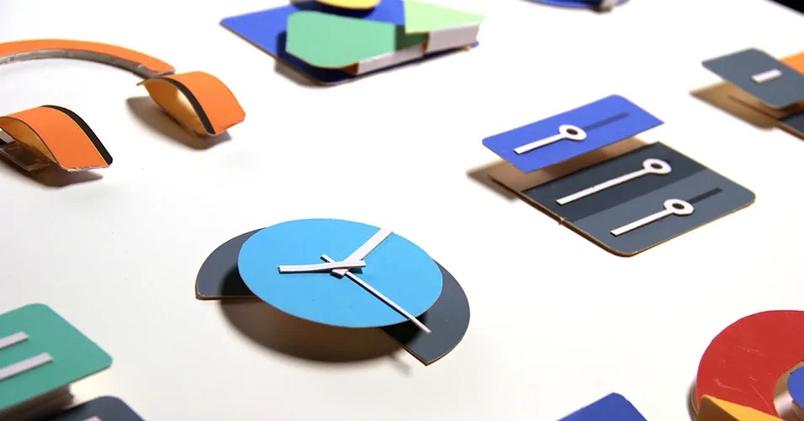 Google icons made out of paper