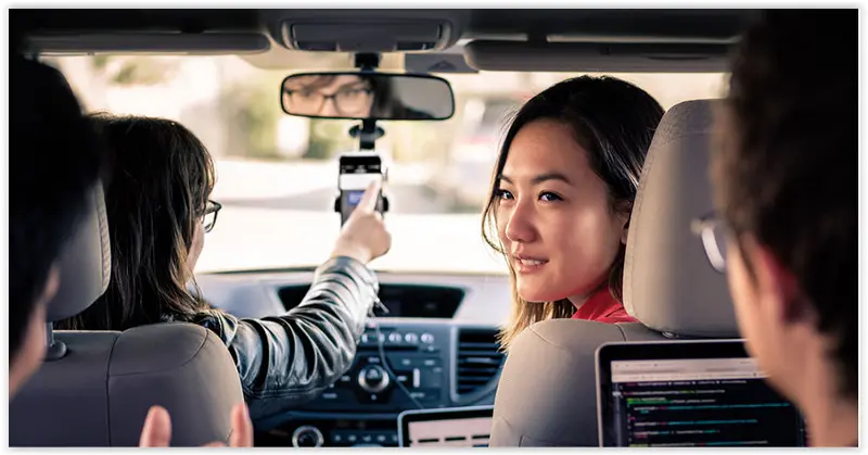 Four people in a car