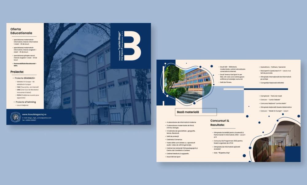 Screenshot of blue institutional brochure