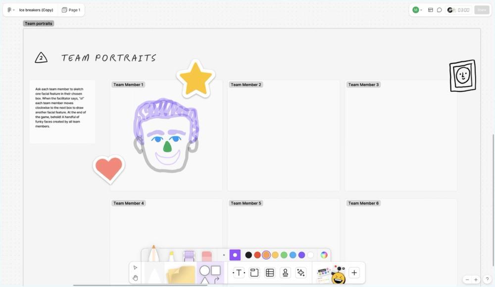 A screenshot of an icebreaker activity template in the Figma Community.