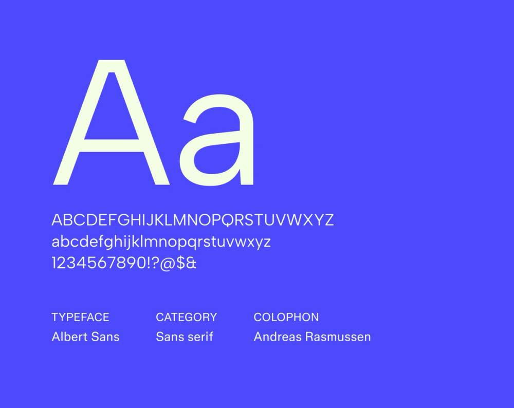 Example text showing Albert Sans font.