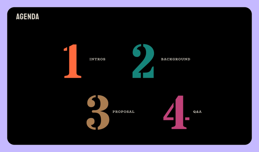 Presentation idea: include a table of contents