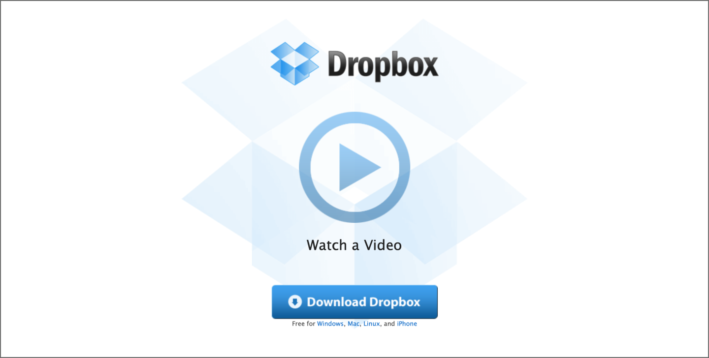 Screenshot of Dropbox’s website