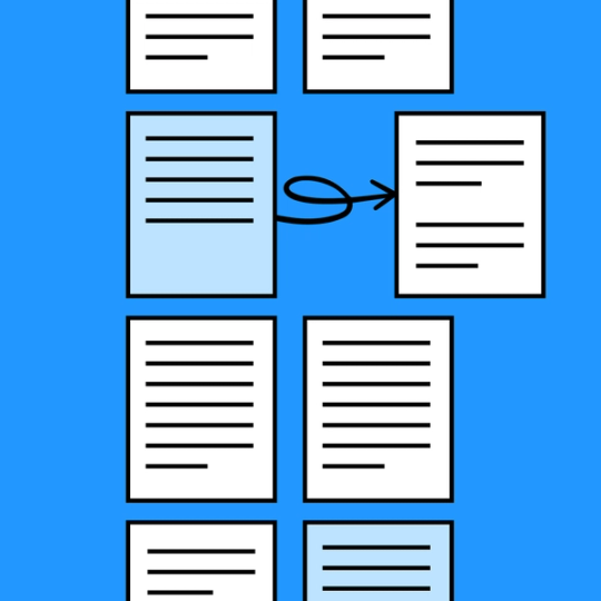 several pieces of paper in two parallel lines