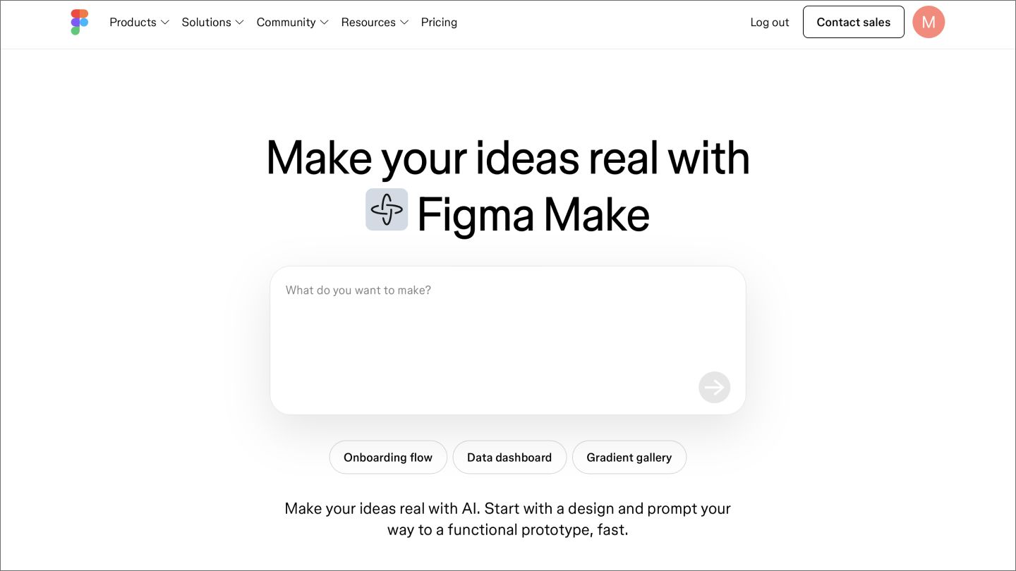 Screenshot of Figma Make’s service page