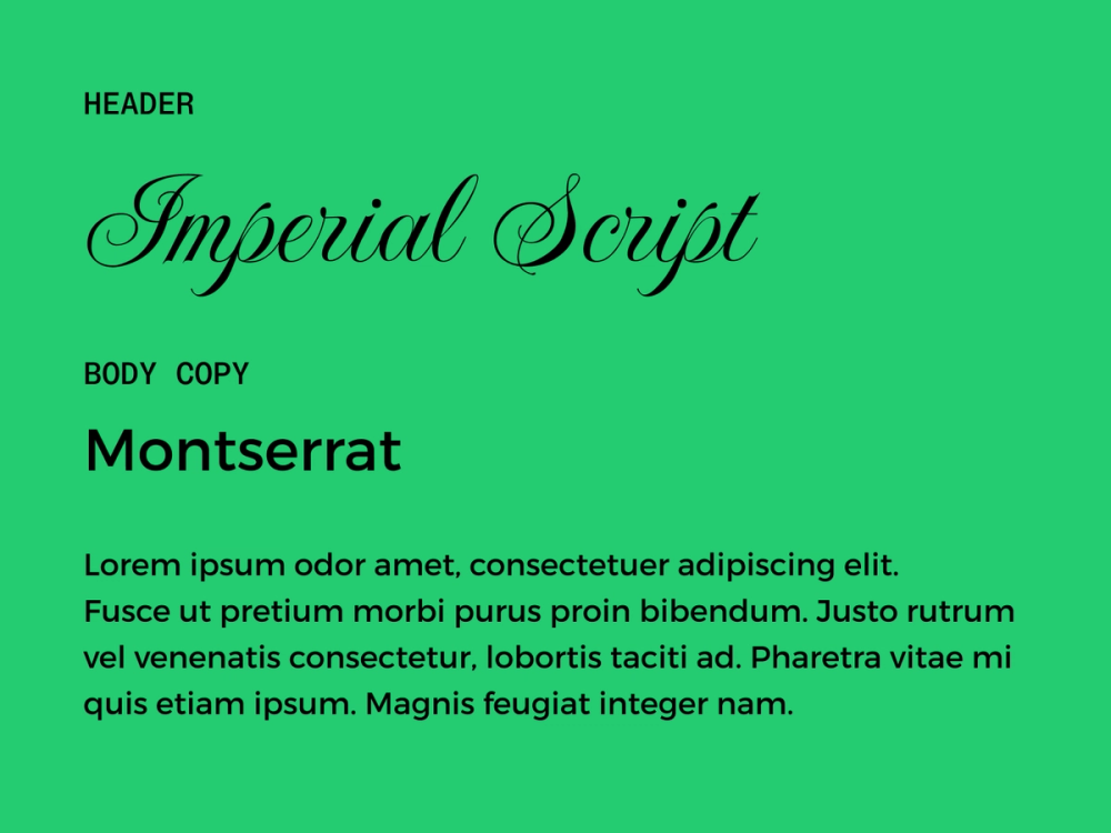 Imperial Script and Montserrat wedding font pairing