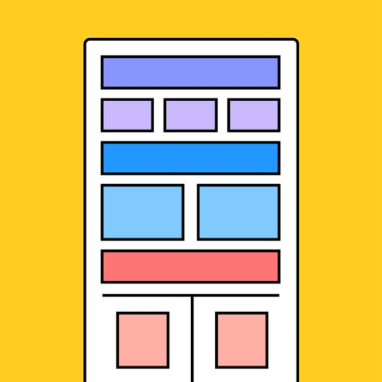 large white rectangle with various colored rectangles within it