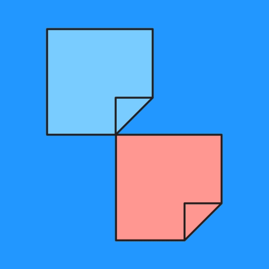 one blue and one red sticky note