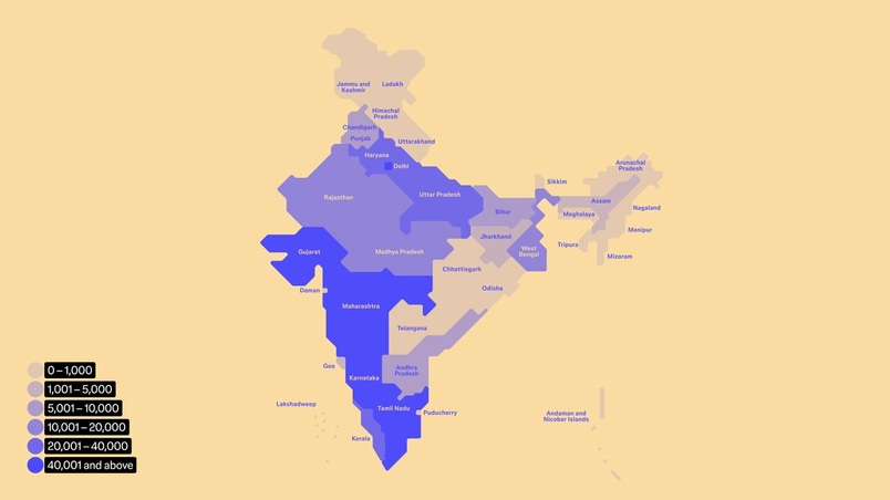 A map of India showing active Figma users across India’s official states and Union Territories