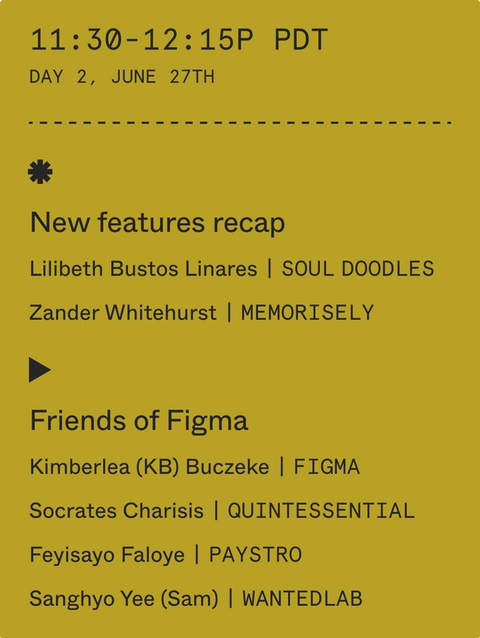 11:30-12:15 pm: New features recap and Friends of Figma