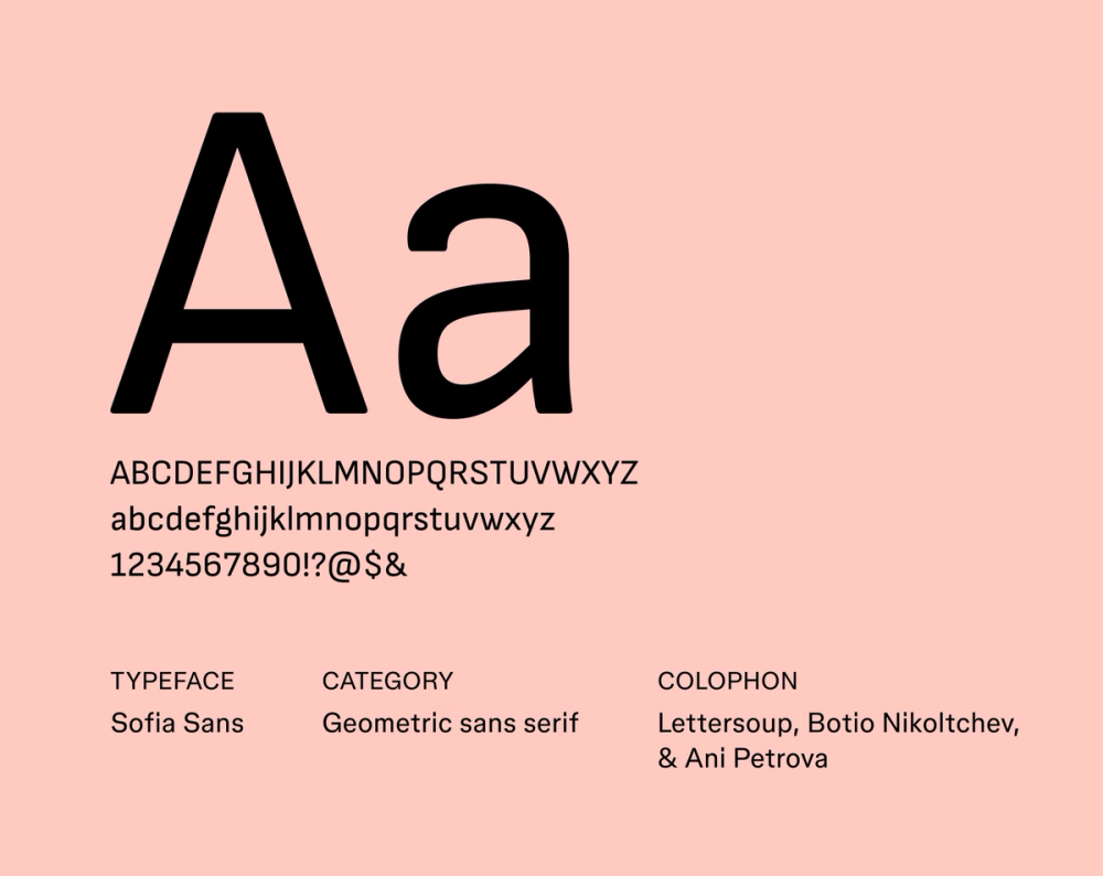 Sofia Sans minimalist font example.