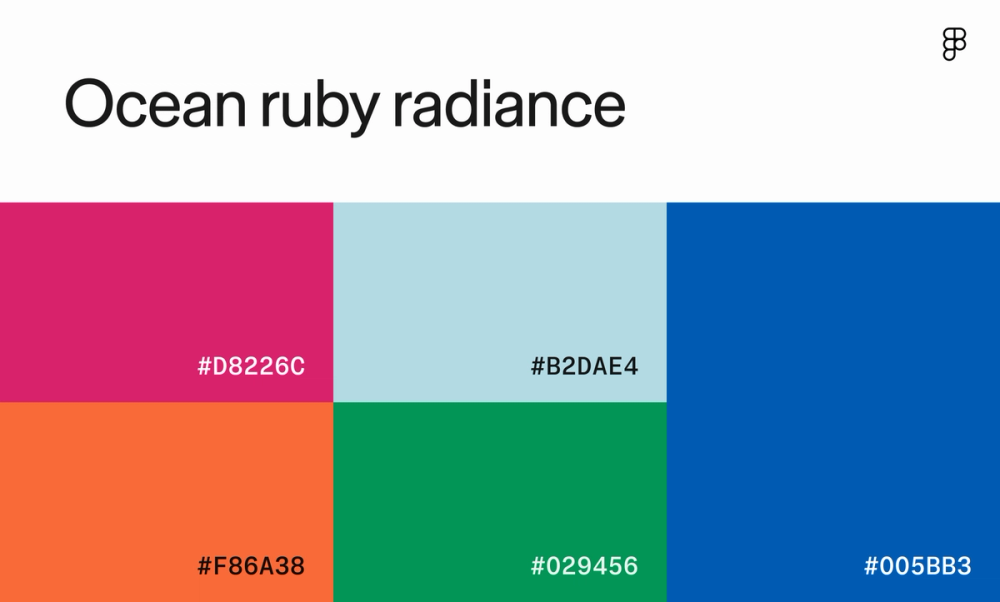 Color scheme with bright pink, orange, blue, and green colors.