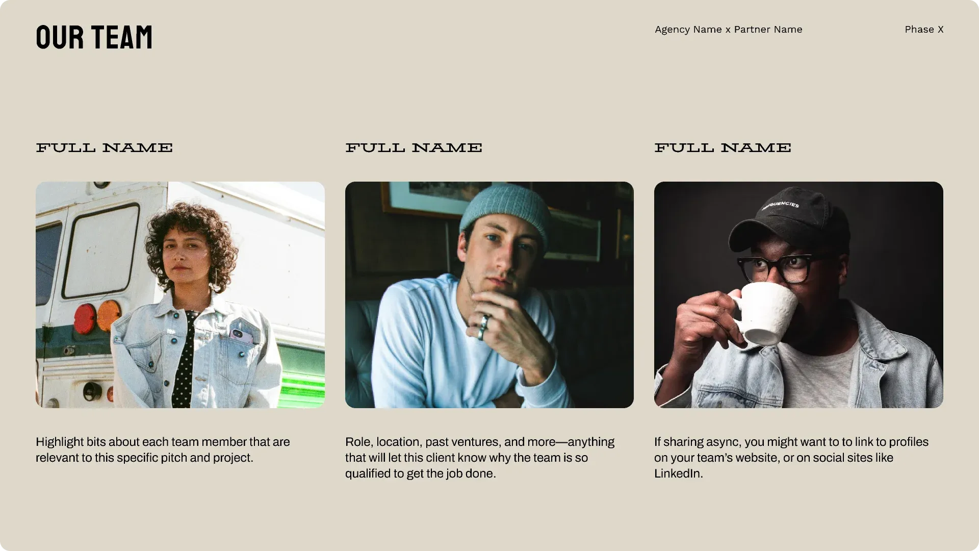 Modello di pitch deck per agenzie di Figma.