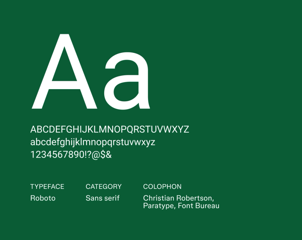 Roboto resume font example.