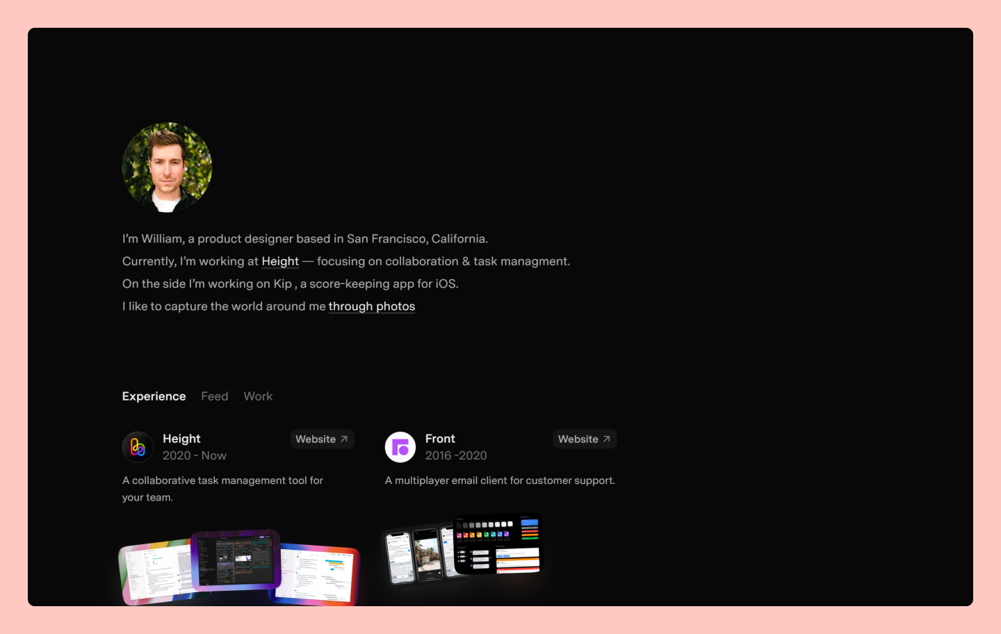 William Bout's portfolio website