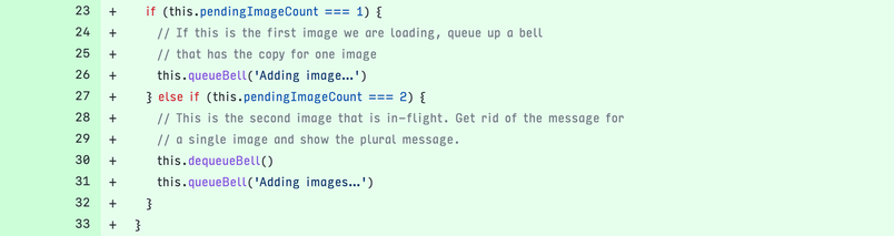 A snippet of code for the image loading state