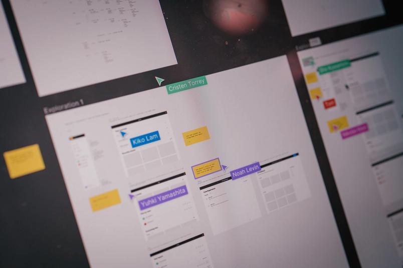 distorted figma screen with many cursors