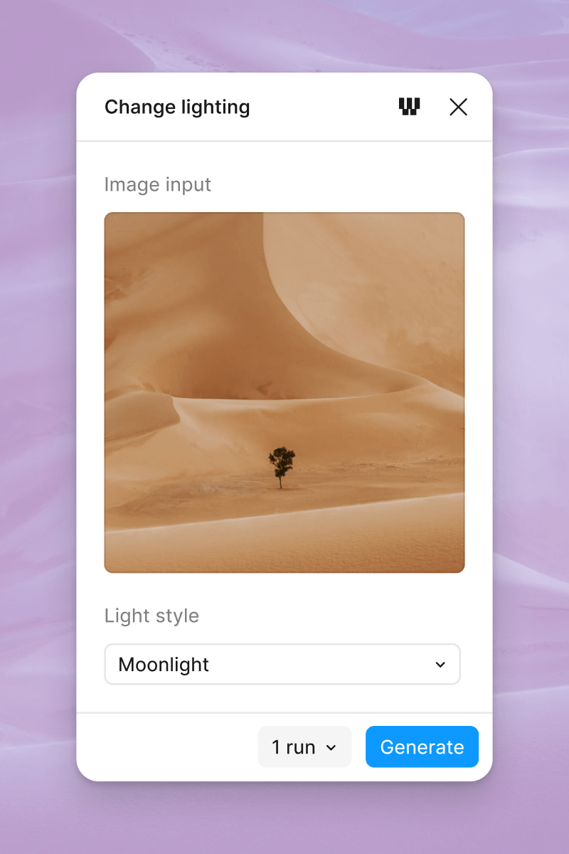 Lighting adjusted to Moonlight on a picture of desert dunes