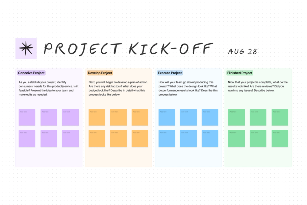 A meeting template designed to define project goals, assign responsibilities, and align on deadlines