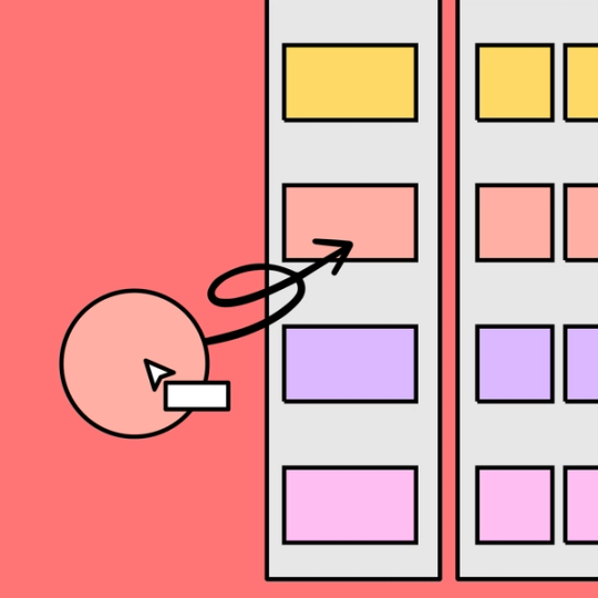 mouse cursor hovering over a circle pointing to a section of a diagram