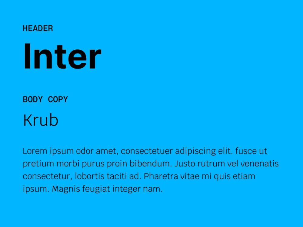 Example text showing Inter and Krub as a font pairing.