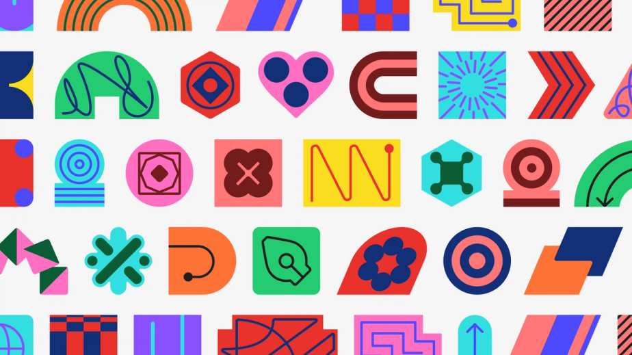 A collage of colorful stickers in different shapes and interior textures