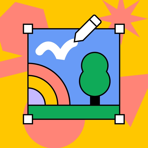 Ilustración de un árbol y un arcoíris