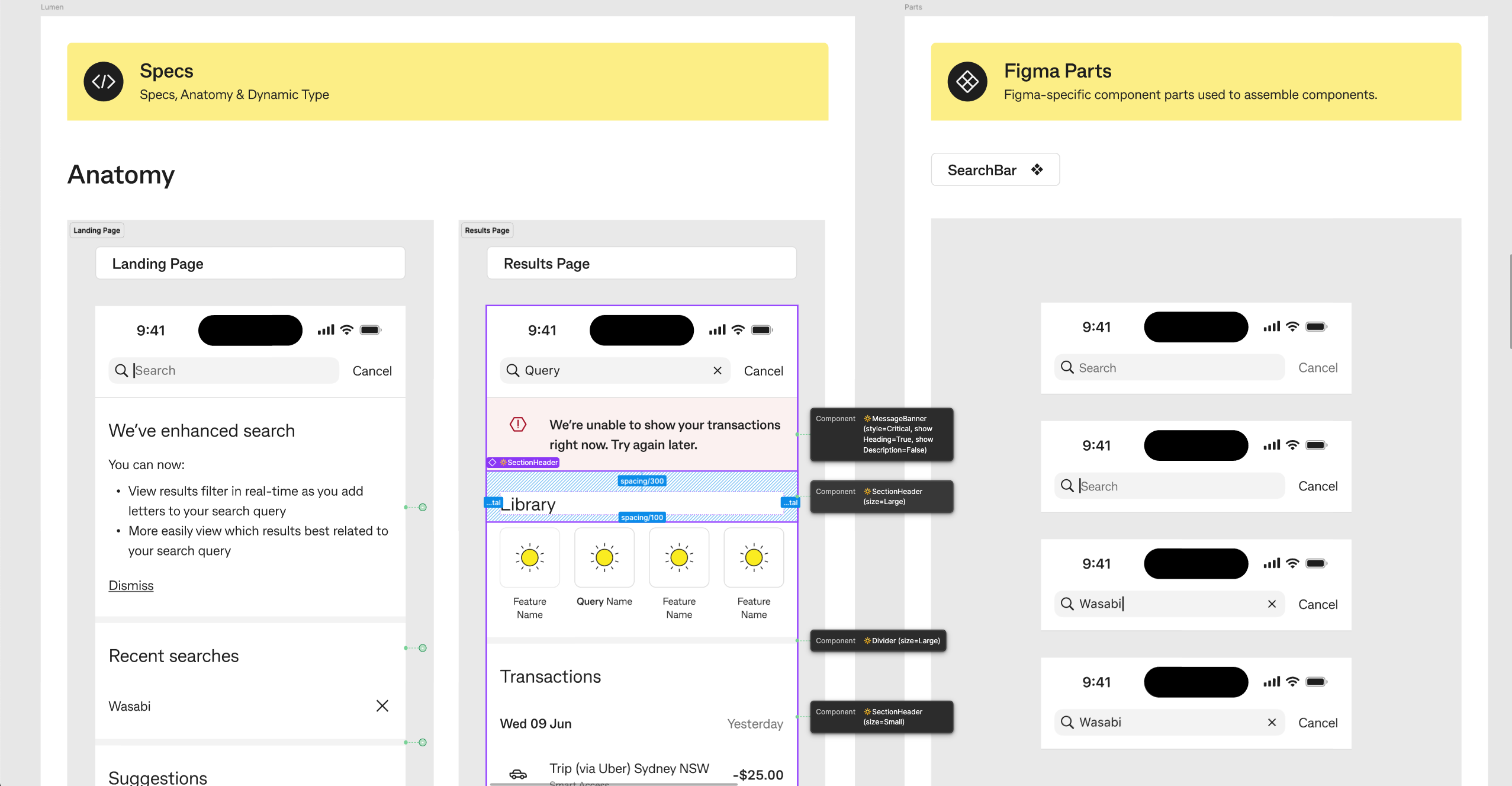 Specs and Figma parts - Dev Mode