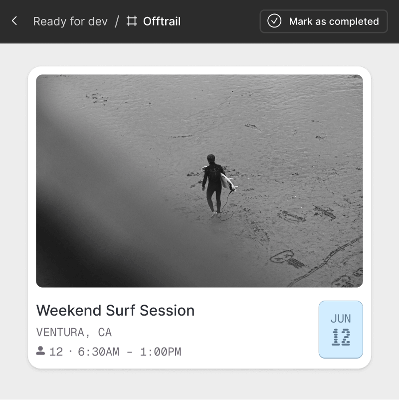 A developer is in Dev Mode, where they're viewing a UI card in focus view, so they don't see anything else on screen.