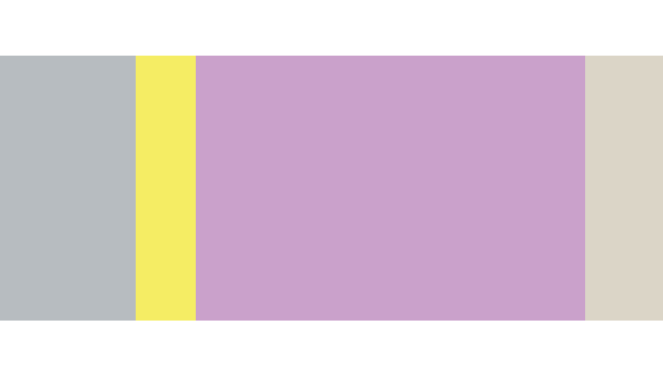 A simple, abstract image with horizontal stripes of grey, yellow, purple, and beige-red. The stripes are evenly spaced, and the colors are bold and distinct.