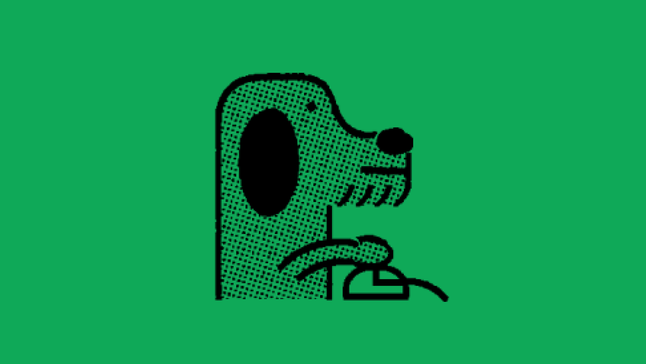 An illustration of a dog clicking a computer mouse