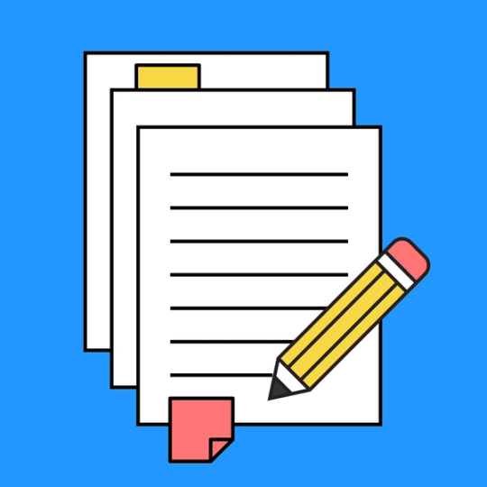 three pieces of paper with a pencil and sticky note