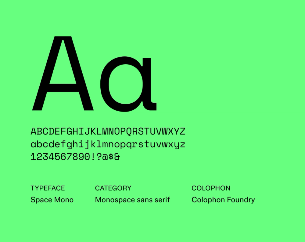 Space Mono futuristic font example.