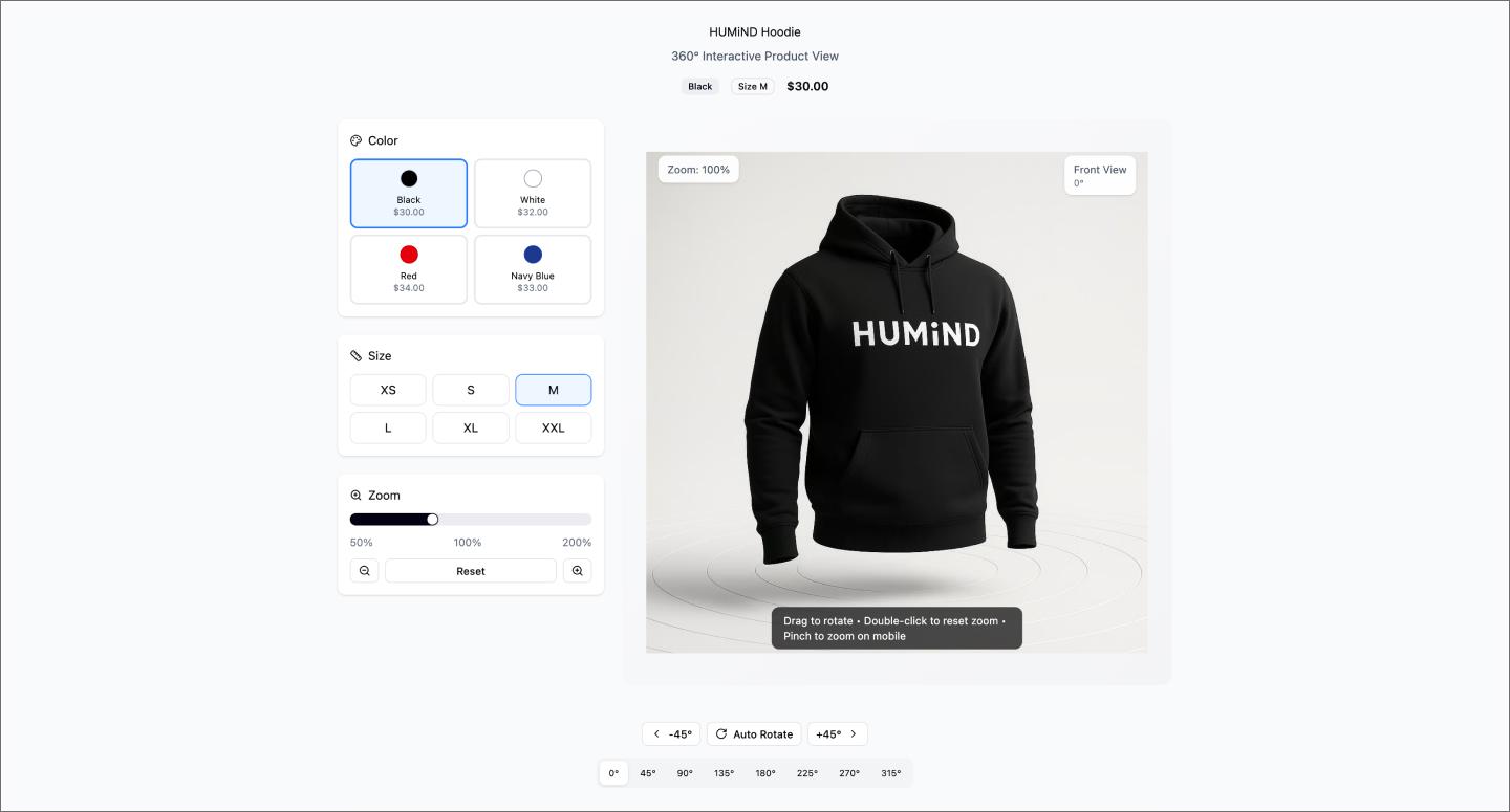 Screenshot of a product rotation viewer made using Figma Make.