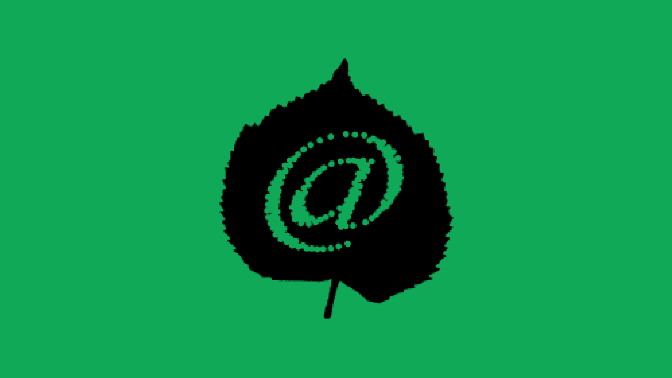 An illustration of a leaf with an @ design
