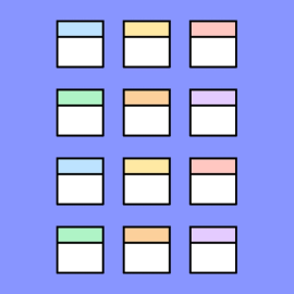 twelve squares intended to represent individual months within a yearly calendar