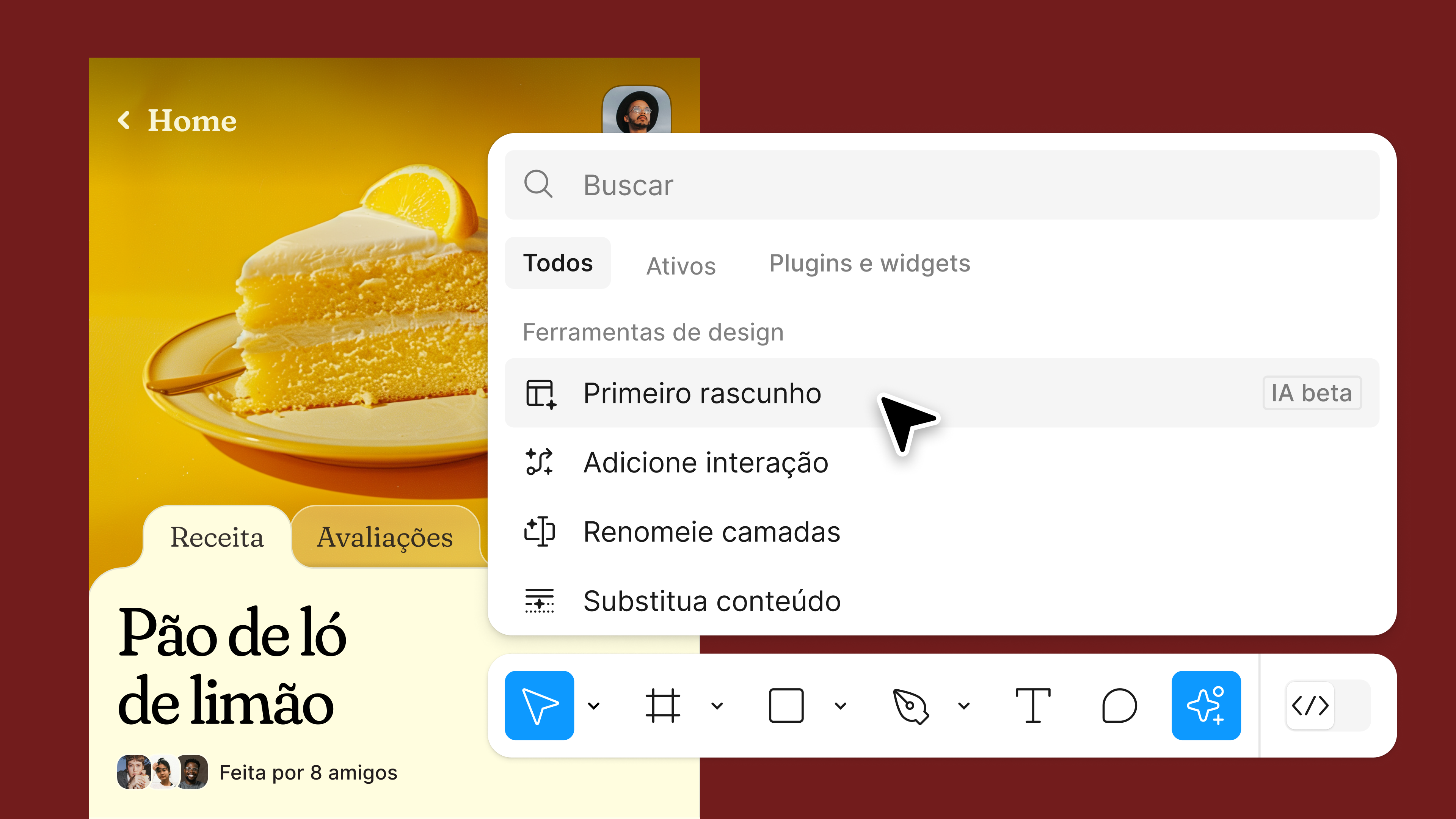 A screen showing AI features in Figma