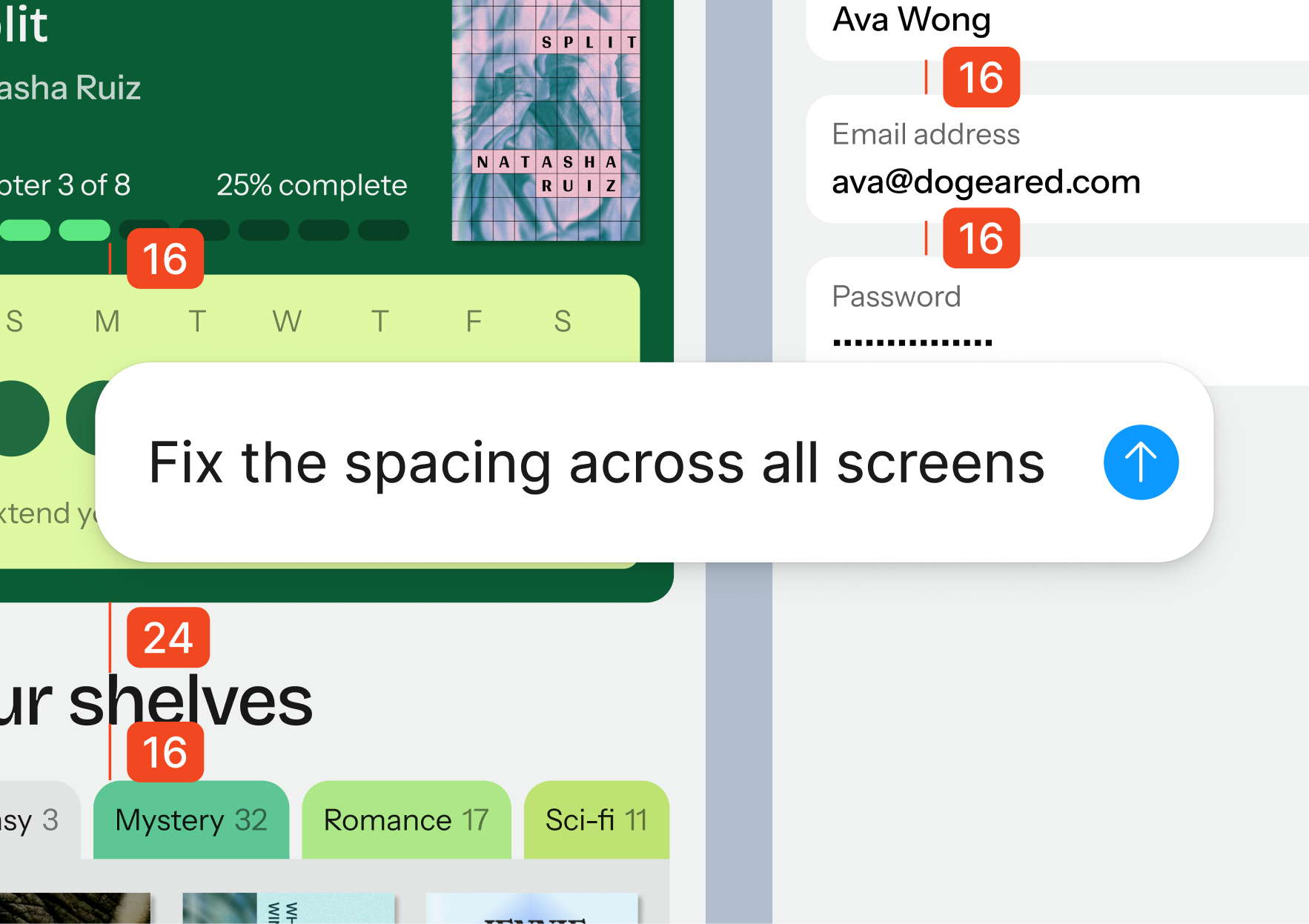 Figma AI agent panel showing a bulk edit being applied across a design