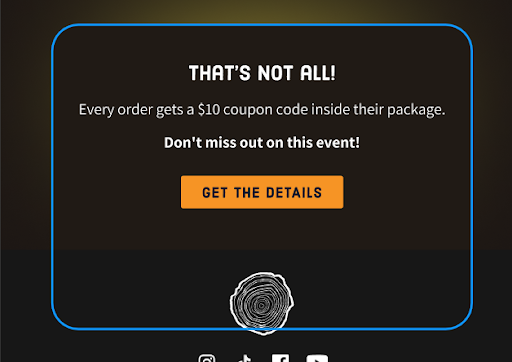 CTA of a coupon code offer demonstrating use of pen tool and shape tool