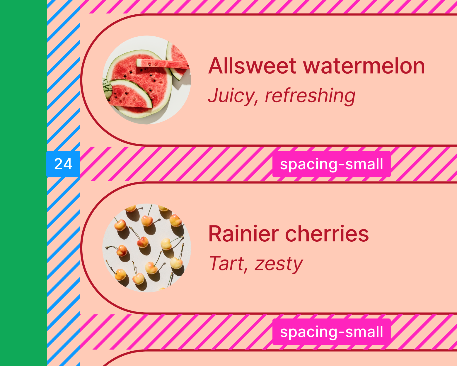 Close crop of a mobile screen showing spacing and padding in Dev Mode
