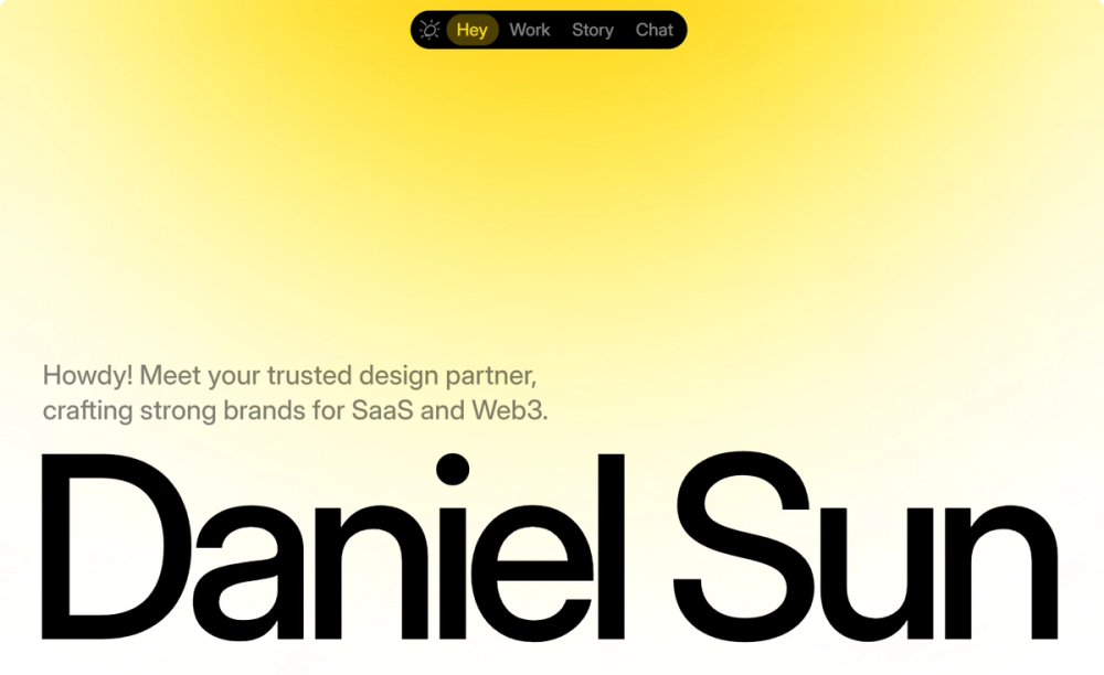 Ein Screenshot der Portfolio-Website von Daniel Sun.