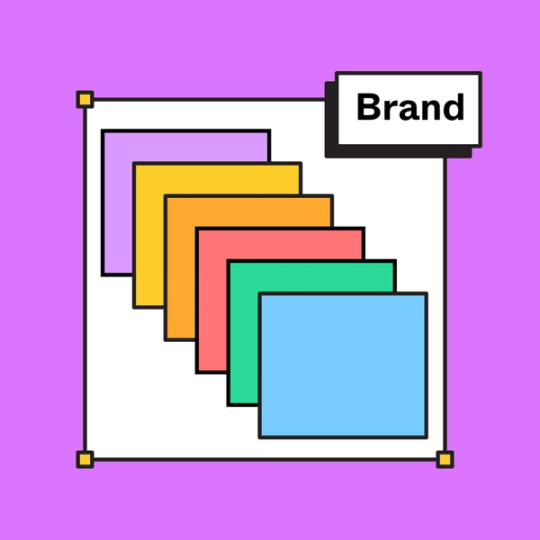 multiple squares stacked on each other with a label that says Brand